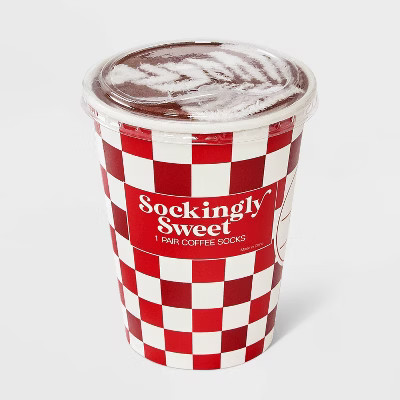 Women's Coffee Christmas Crew Socks - Brown/Ivory 4-10 | Target