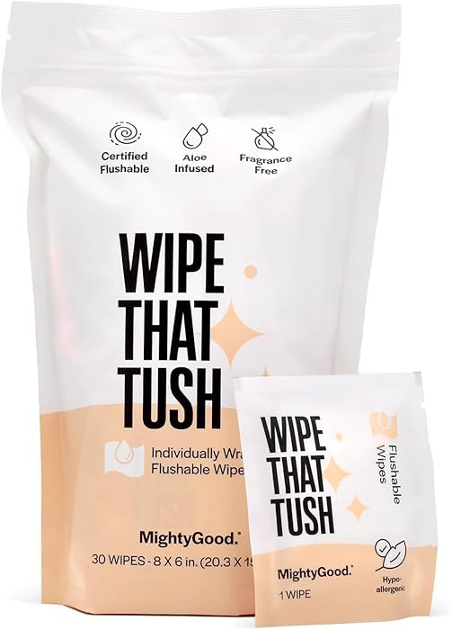 Wipe That Tush On-The-Go Flushable Wipes - 1 Pack of 30 Individually Wrapped Wipes - Fragrance Fr... | Amazon (US)