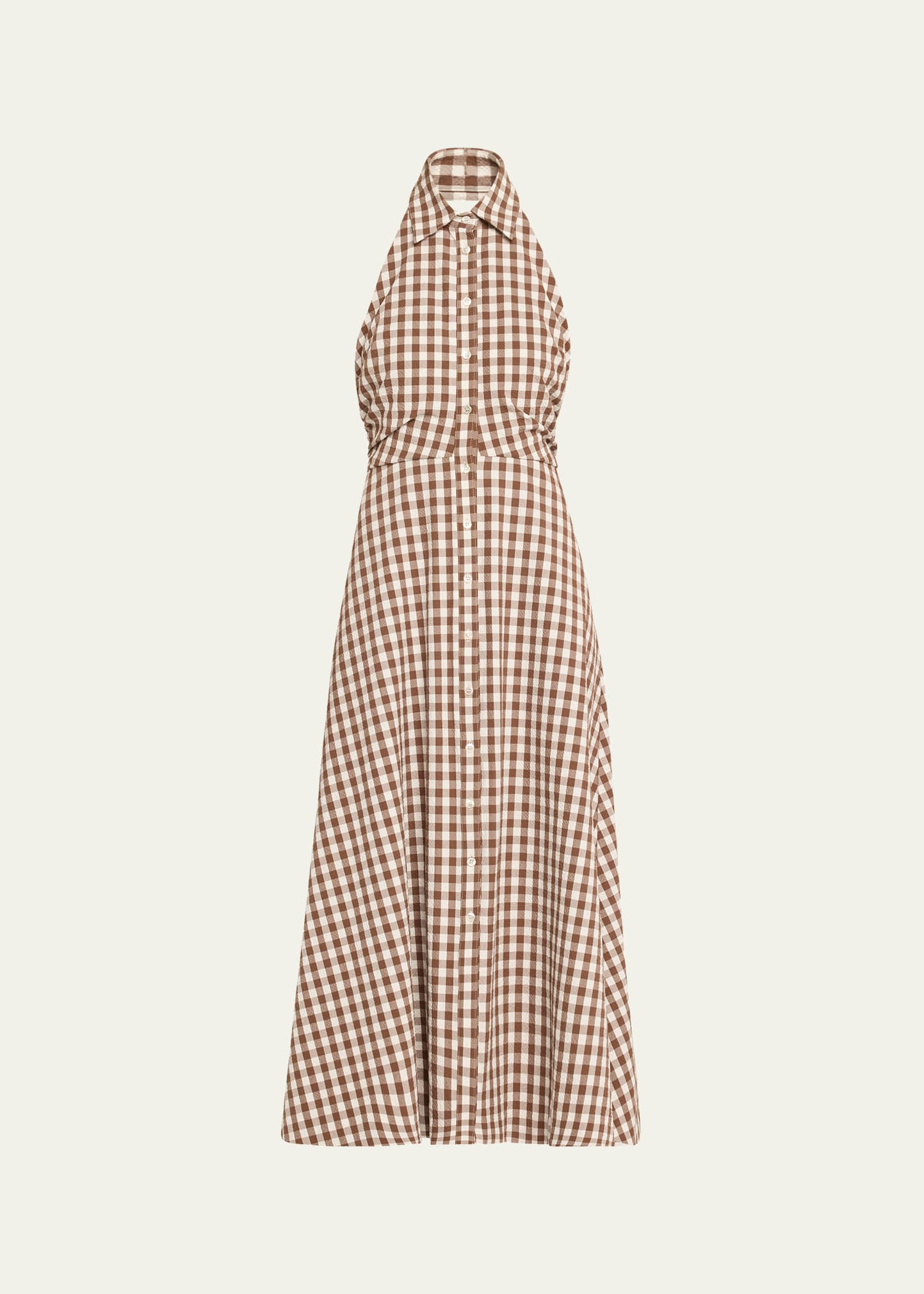 Veronica Beard Mackey Button-Front Gingham Midi Dress | Bergdorf Goodman