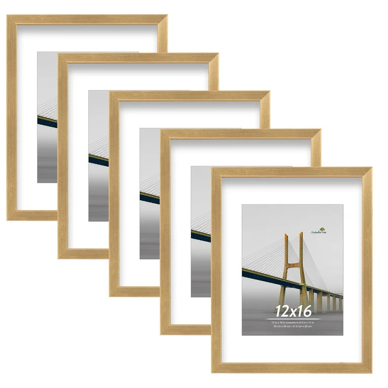Scholartree 5 PACK 12x16 Gallery Wall Picture Frame Set, 12x16 Wall Picture Frames, Gold | Walmart (US)