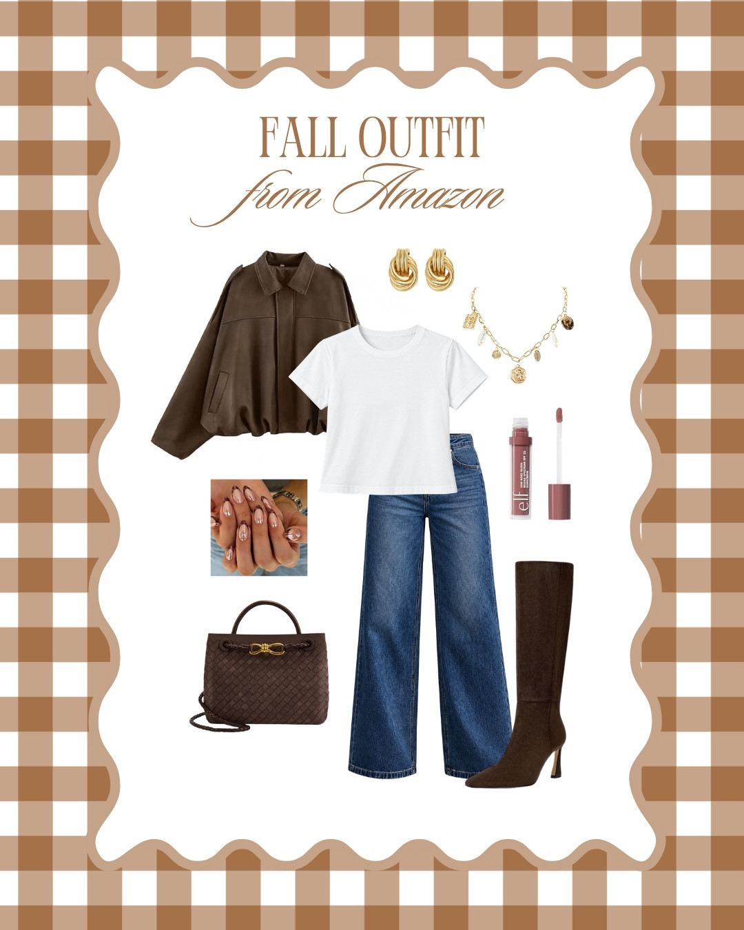 Amazon fall outfit inspo!! 🤎 Loving the chocolate brown suede jacket with classic denim + gold accessories! 

 #LTKootd #LTKSeasonal #LTKSaleAlert