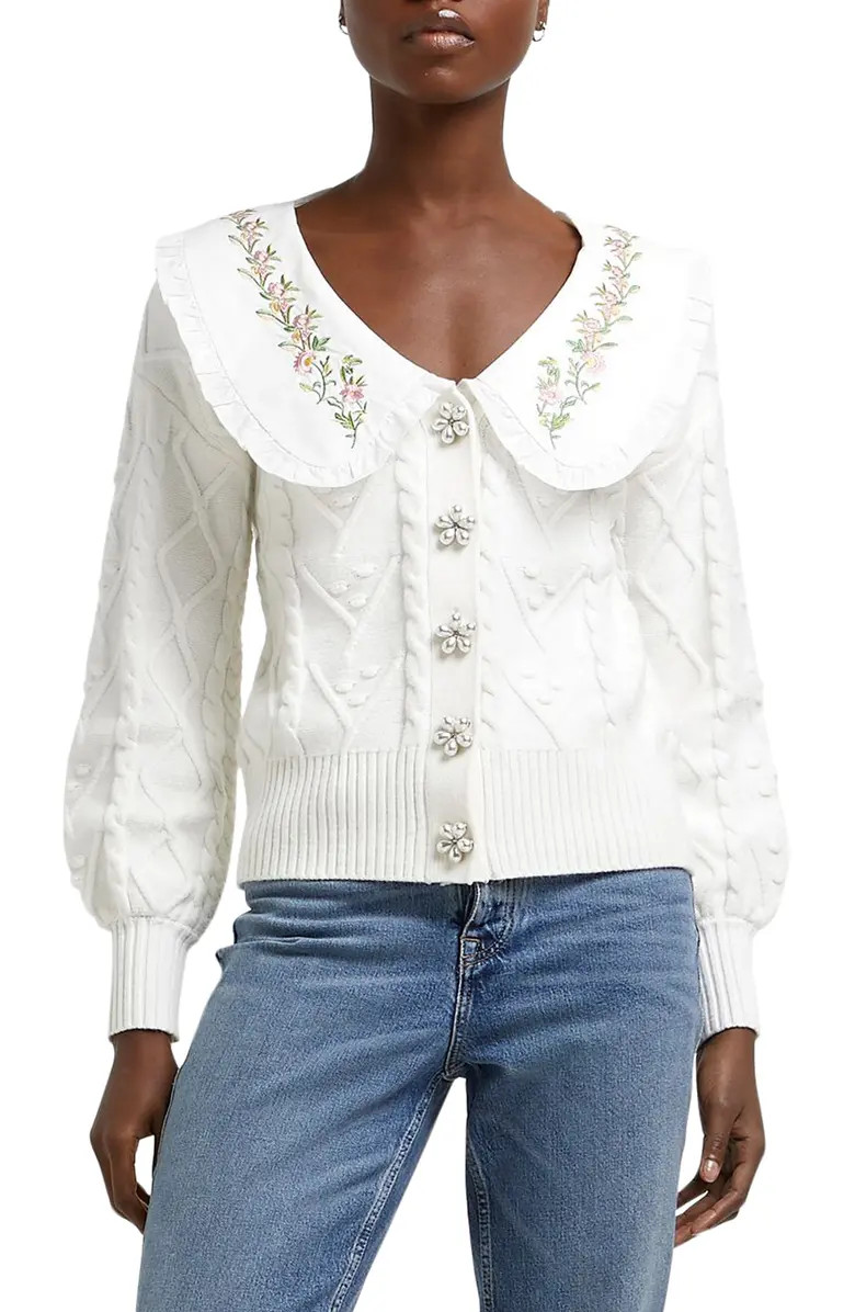 Poplin Collar Cardigan | Nordstrom