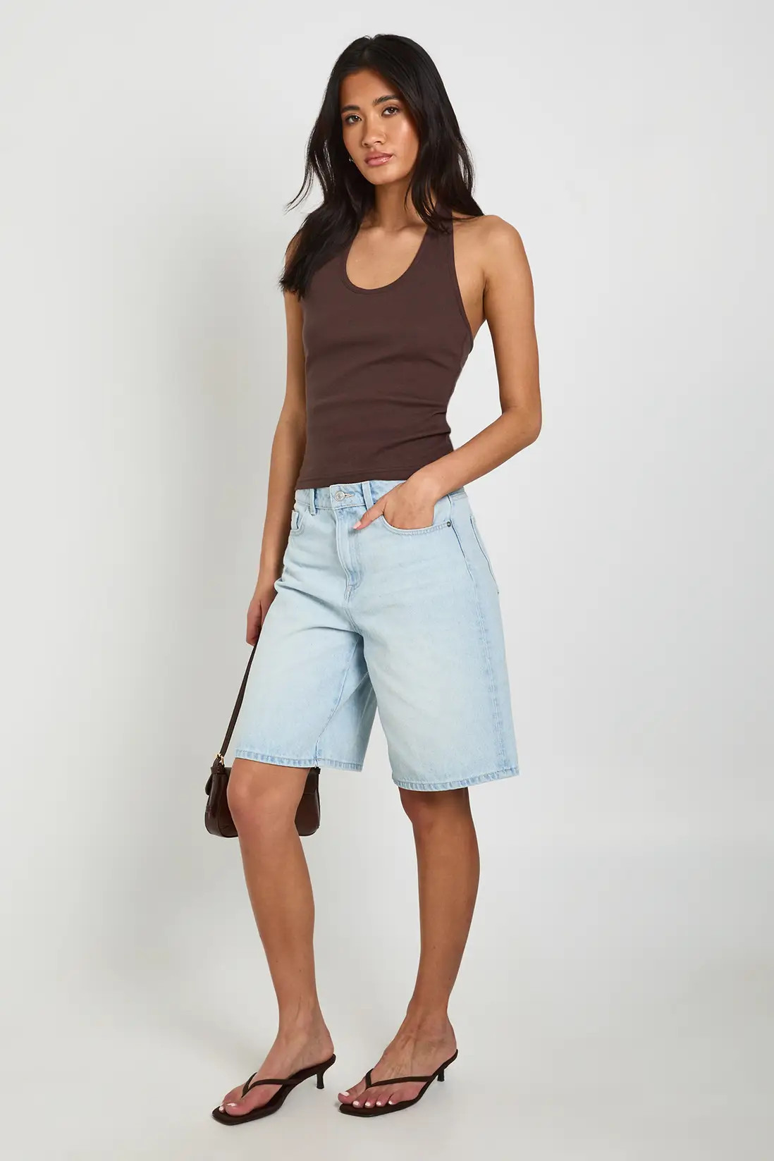 Bleach Wash Mid Rise Denim Jorts | Boohoo | Boohoo.com (UK & IE)