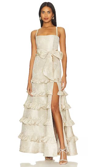 Piana Gown in Taupe Windsor Brocade | Revolve Clothing (Global)