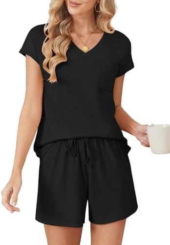 RUMIA Pajamas for Women 2 Piece Cap Sleeve Lounge Short Sets with Pockets (S-3XL) | Amazon (US)