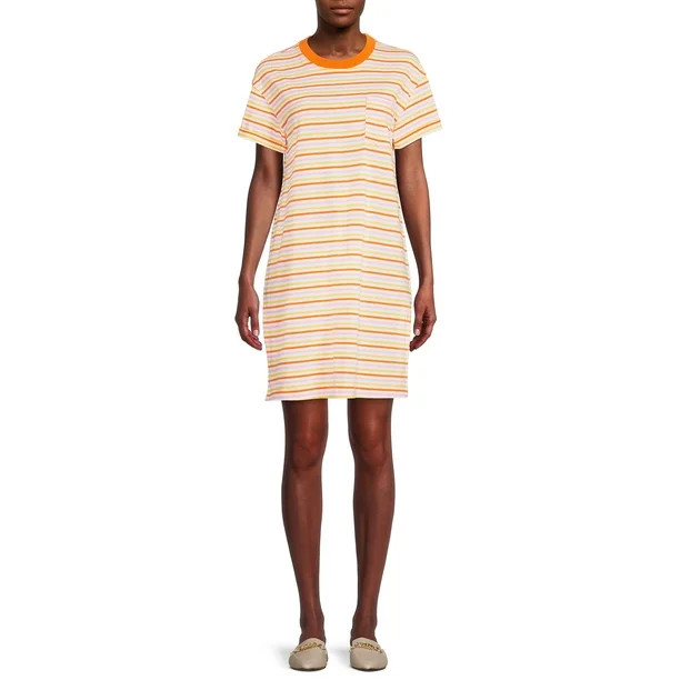Time and Tru Women's T-Shirt Dress with Chest Pocket - Walmart.com | Walmart (US)