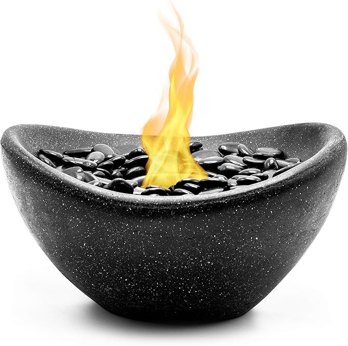 Vizayo Tabletop Fire Pit - Indoor Outdoor Ventless Table Top Fire Pit Bowl - Use with Gel Fuel Ca... | Amazon (US)