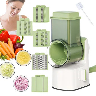 5 In 1 Rotary Cheese Grater, Vegetable Slicer,Modern Simplicity, Round, Grater,(Green) | Wayfair North America