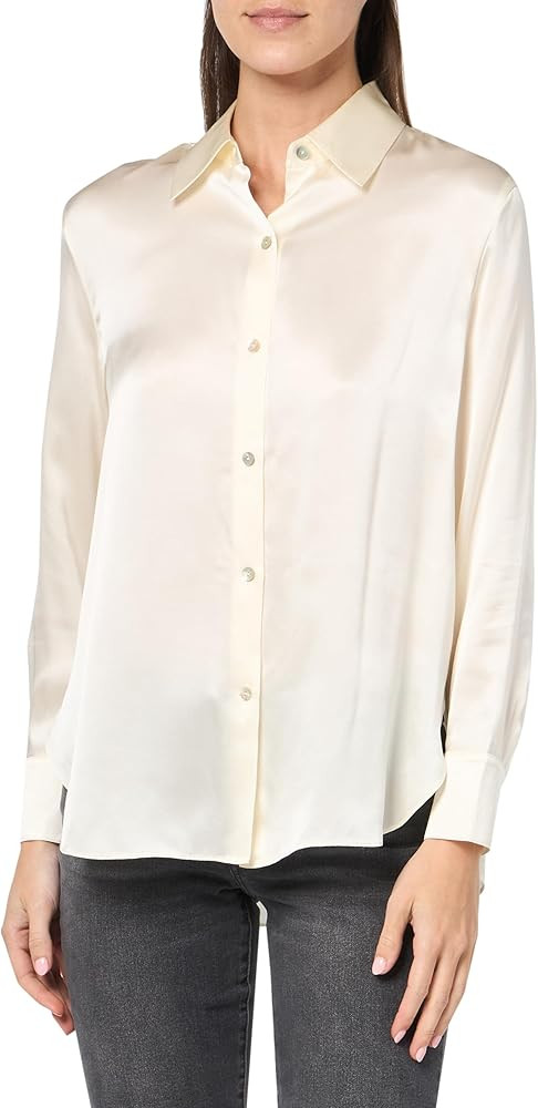 Club Monaco Women's Silk Charmeuse Button Down Shirt | Amazon (US)