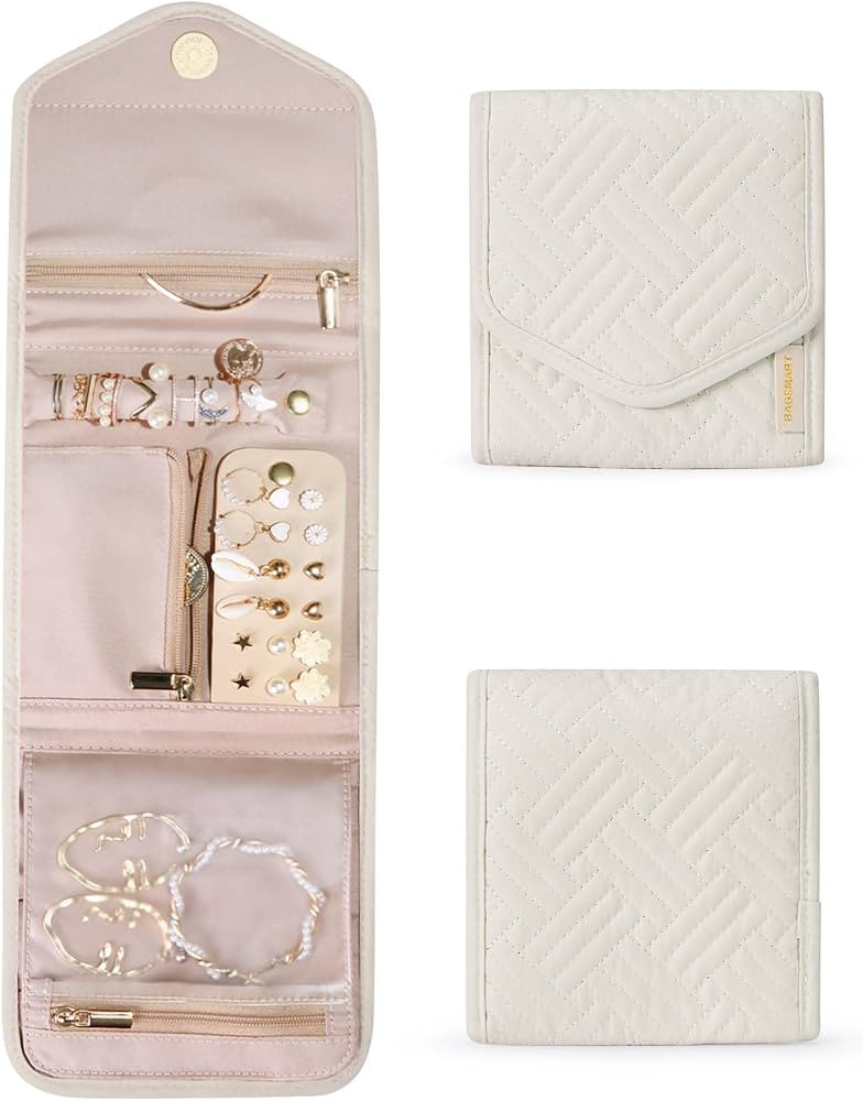 BAGSMART Travel Jewelry Organizer Case Foldable Jewelry Roll for Journey-Rings, Necklaces, Earrin... | Amazon (US)