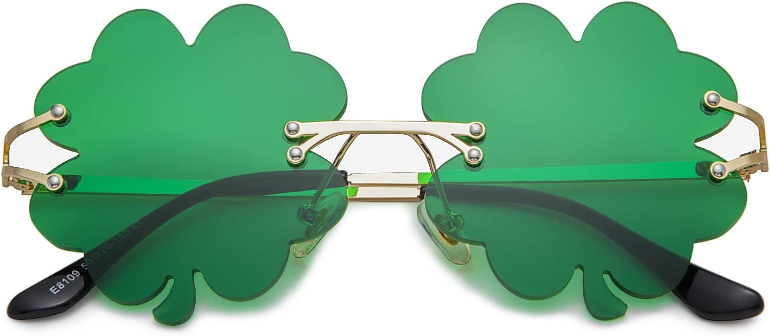 Hycredi St. Patrick’s Day Irish Shamrock Sunglasses Green Four Leaf Clover Leprechaun Costume G... | Amazon (US)