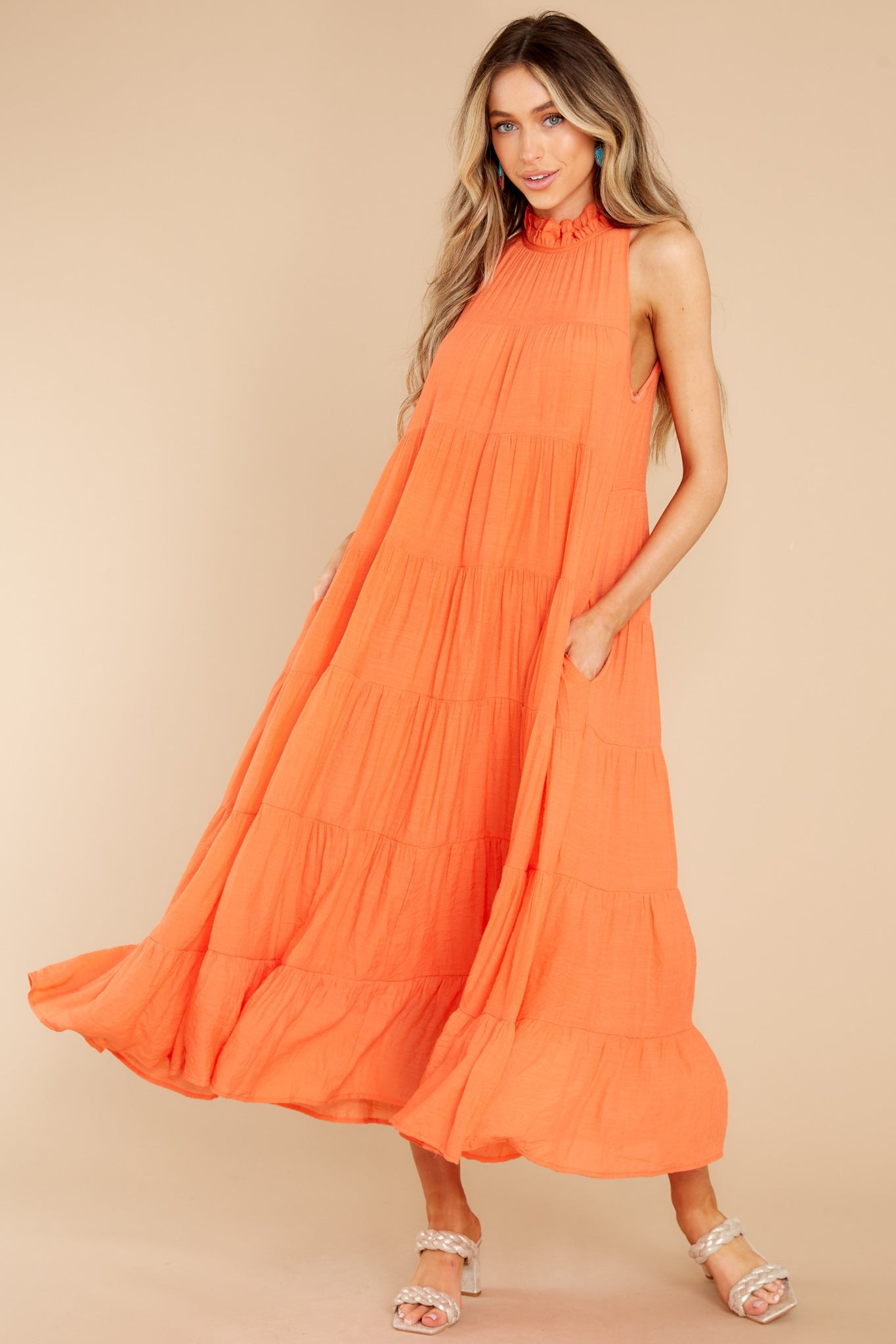 Take Me Dancing Orange Maxi Dress | Red Dress 