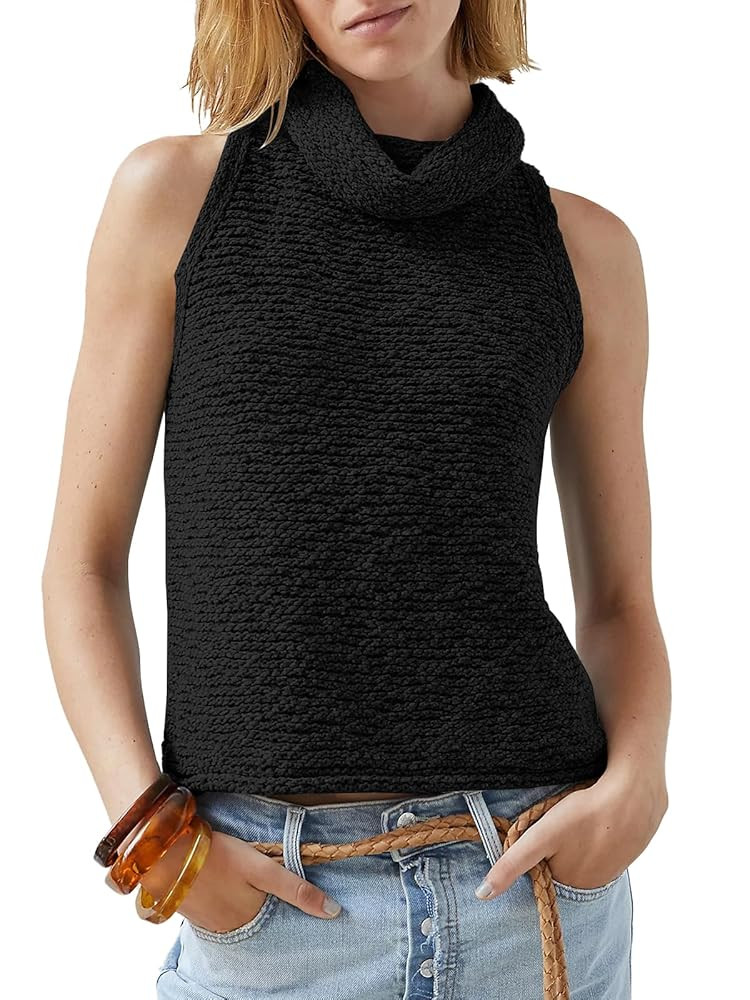 Imily Bela Womens Turtleneck Sweater Vest Sleeveless Loose Pullover Sweaters Knit Fashion Tank To... | Amazon (US)