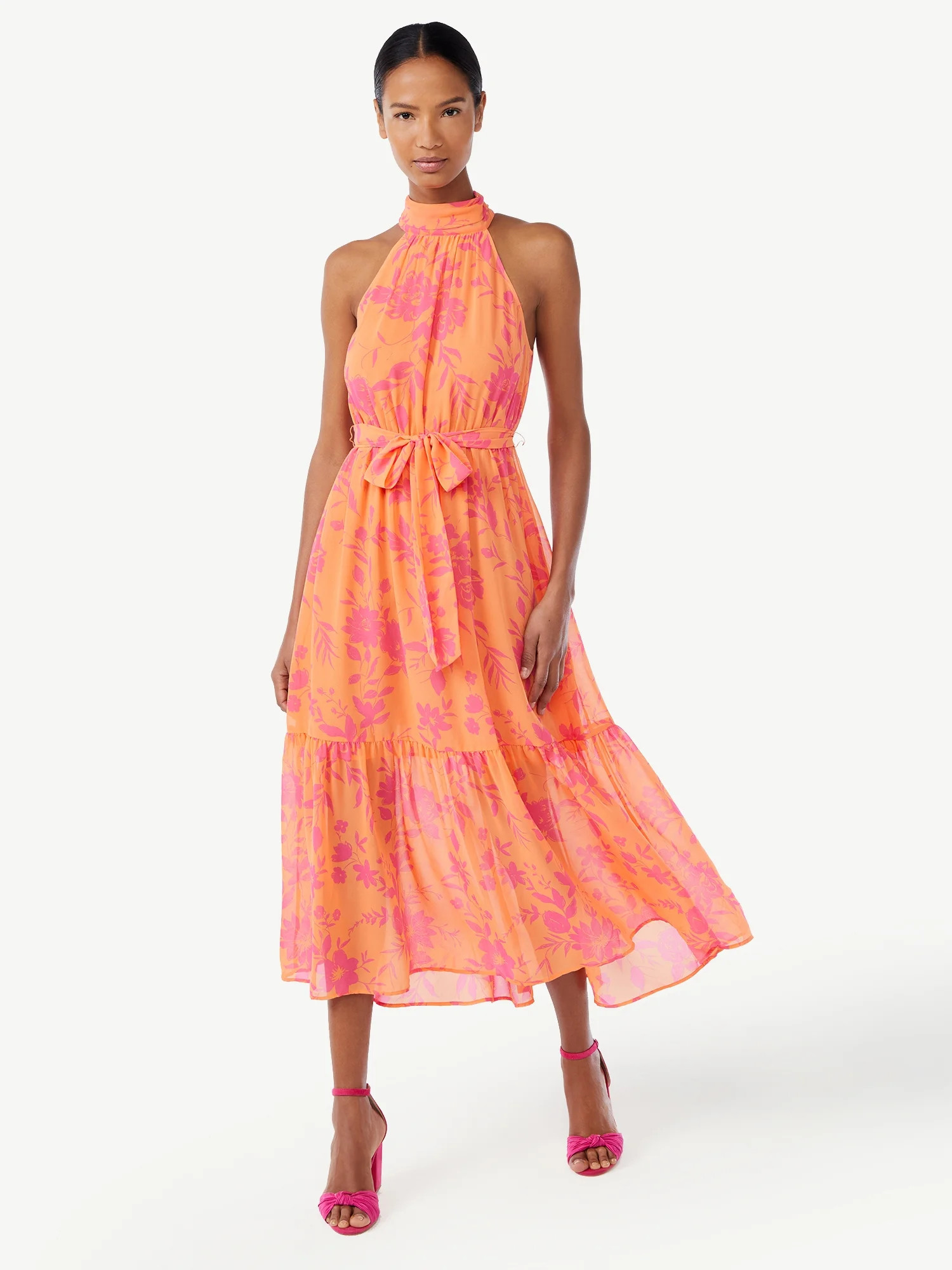 Scoop Women's Halter Top Midi Dress - Walmart.com | Walmart (US)