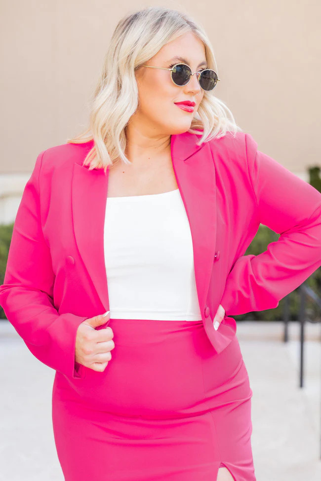 Both Try Pink Cropped Blazer | Pink Lily