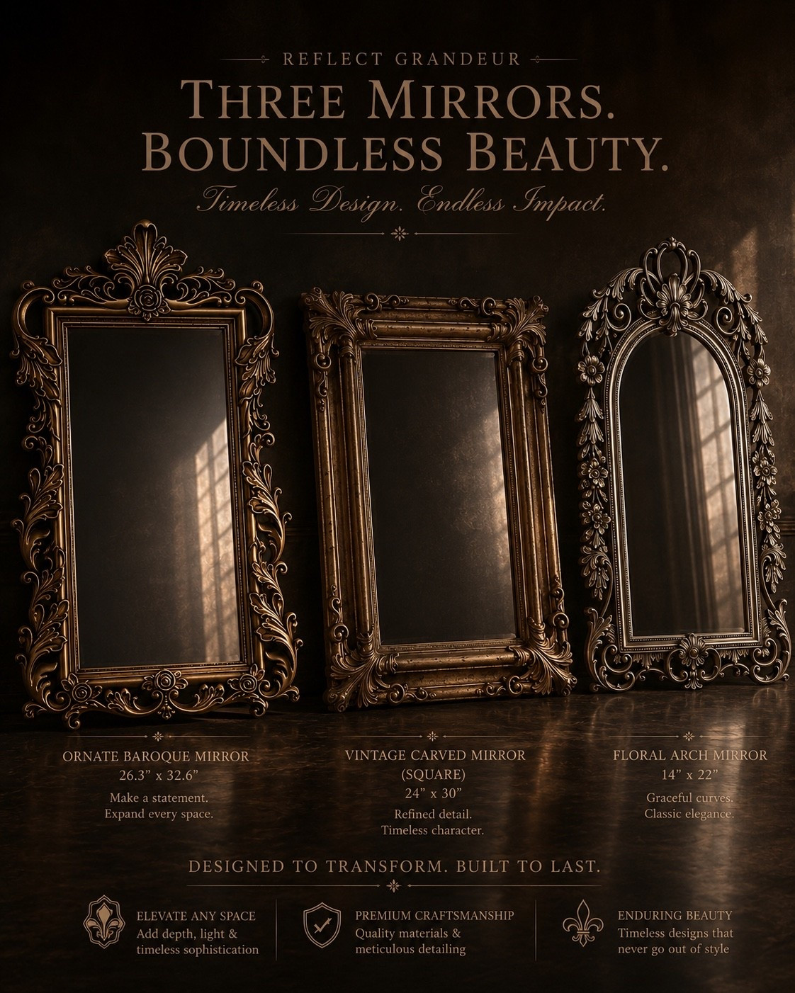 A beautiful mirror doesn’t just reflect a room—it transforms it.

From ornate baroque frames to timeless carved wood and graceful arched silhouettes, these Amazon mirrors bring light, character, and old-world elegance to any space. The perfect statement piece for an entryway, bedroom, or living room.

Which style would you hang in your home?

#AmazonFinds #MirrorDecor #LuxuryHomeDecor #BaroqueStyle #VintageDecor #ClassicInteriors #OldMoneyAesthetic #AmazonHome #HomeDecorIdeas #WallMirror #TimelessStyle #InteriorDesign #HomeInspiration #ElegantHome #callsigndesign