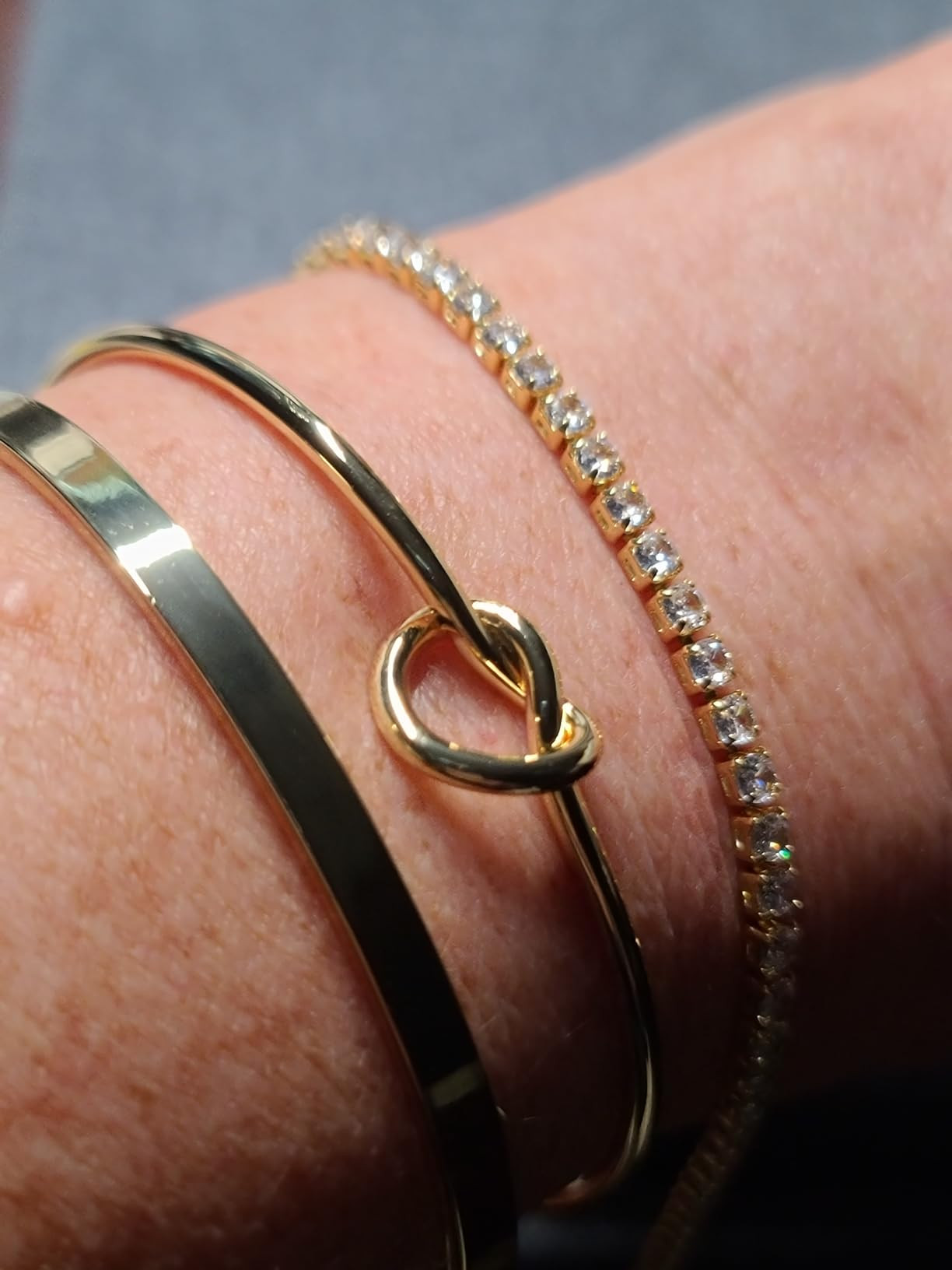 Gold Bangle Cuff Knot Bracelet for Women Stack Non Tarnish 14k Gold Plated Dainty Cubic Zirconia ... | Amazon (US)