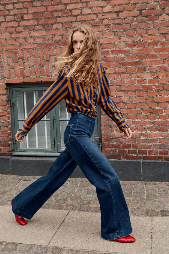 STRIPED RUFFLE BLOUSE | Zara US