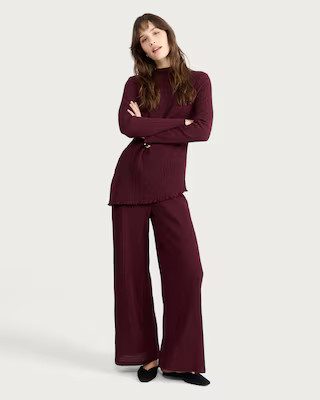 F&F Textured Wide Leg Co-ord Trousers in Burgundy | Tesco F&F