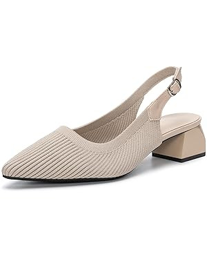 youngshow Pointed Toe Women Pumps, Comfort Slingback Heels with Arch Support, Cute Kitten Heels w... | Amazon (US)