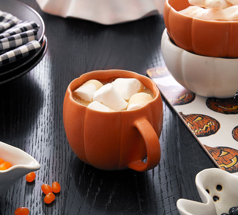 Figural Pumpkin Stoneware Mugs | Pottery Barn (US)