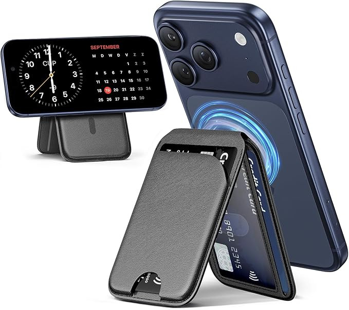 Mag-Safe Wallet Magnetic Wallet for Phone Lightweight Magnetic Phone Pouch Stand Adjustable Leath... | Amazon (US)