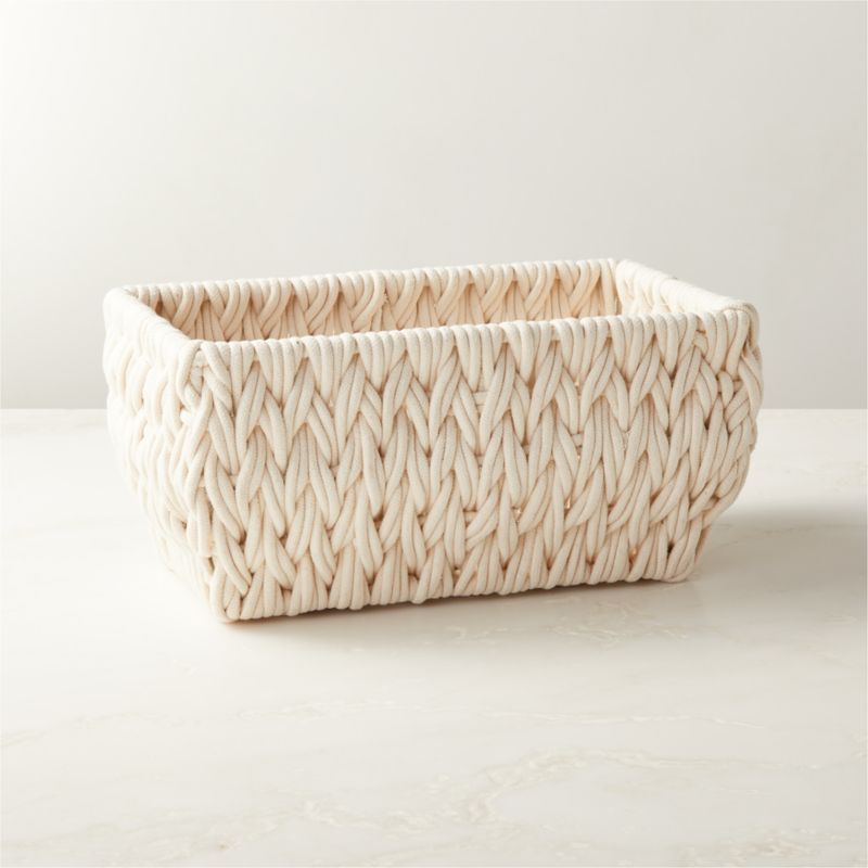 Conway Modern Rectangular White Decorative Storage Basket + Reviews | CB2 | CB2