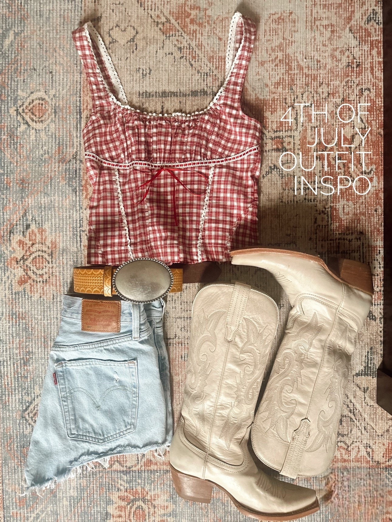 Red, white & cute 🤍💙🇺🇸🫐👢

This gingham tank is made for the 4th of July—paired it with my go-to Levi’s 501 cutoffs + white cowgirl boots for the perfect festive fit that still feels effortless + western inspired 🇺🇸✨
Everything linked!

#FourthOfJulyOOTD #WesternStyle #BohoWestern #LTKFourthOfJuly #LTKSummerStyle #Levis501 #GinghamTop #WhiteCowgirlBoots #AmericanaStyle #CowgirlChic #BumpFriendlyFashion#LTKSummerEdit



#LTKU #LTKFamily #LTKSeasonal