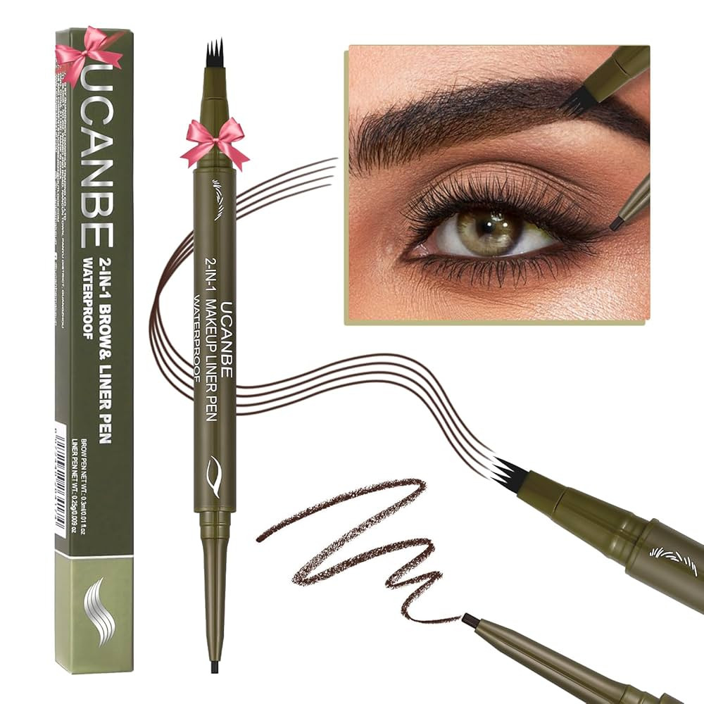 UCANBE Eyebrow Pen, Dual-Ended Eyebrow Pencil with 4-Fork-Tip & Gel Eyeliner for Women, Eye Brow ... | Amazon (US)