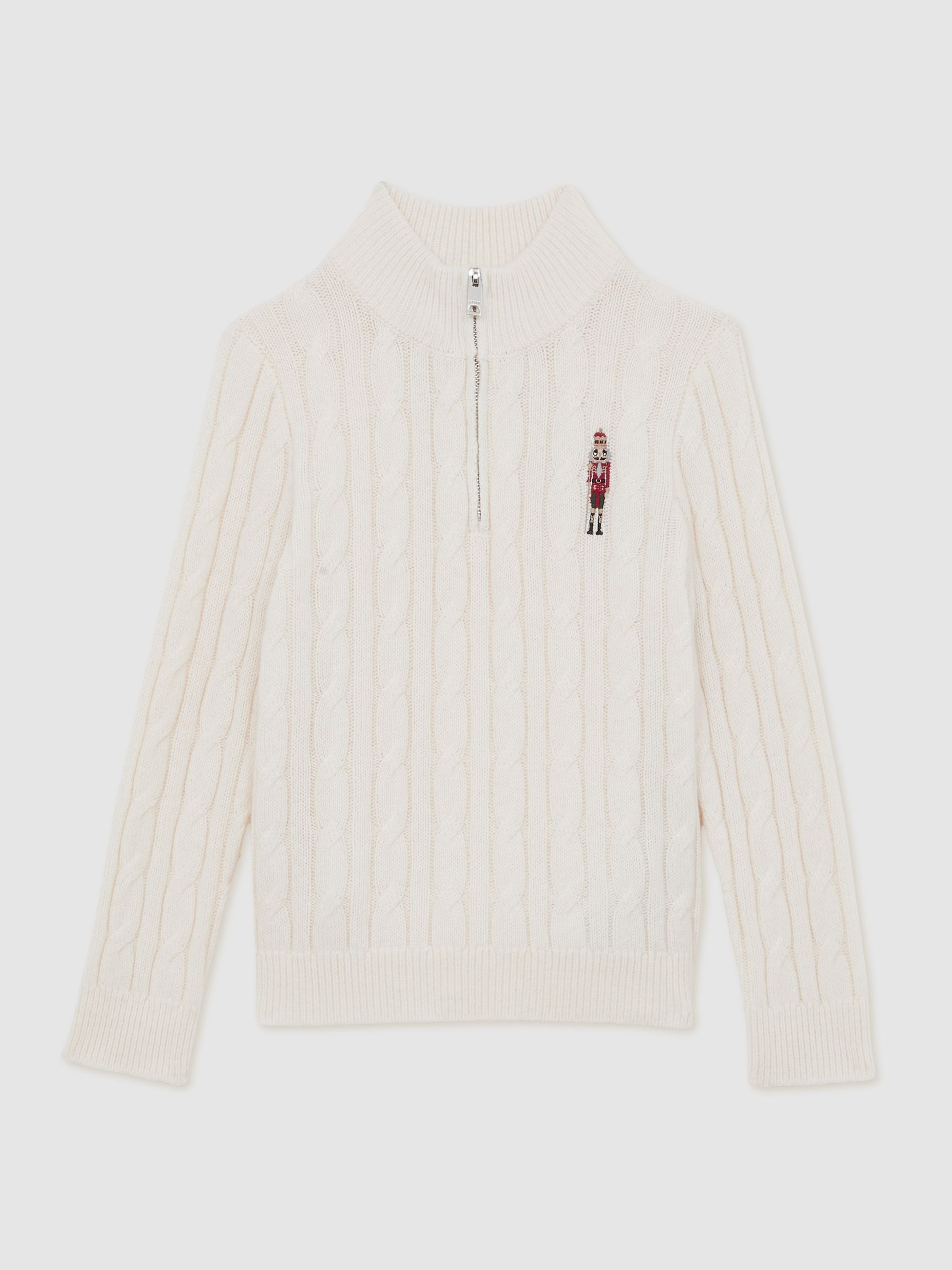 Reiss 3-9 yrs Wool-Blend Half-Zip Nutcracker Jumper in Off White - REISS | Reiss UK