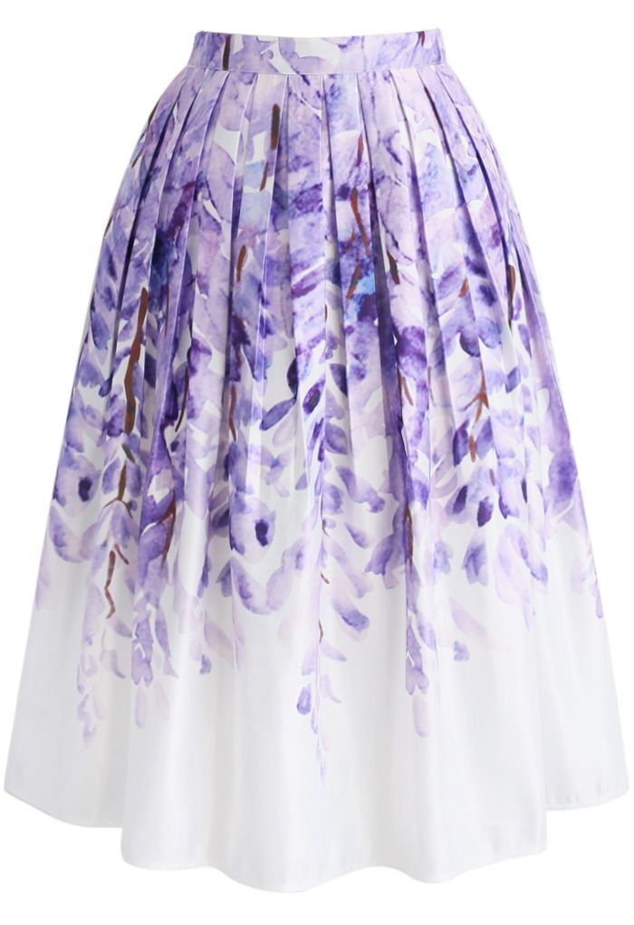 Divine Wisteria Printed Midi Skirt | Chicwish