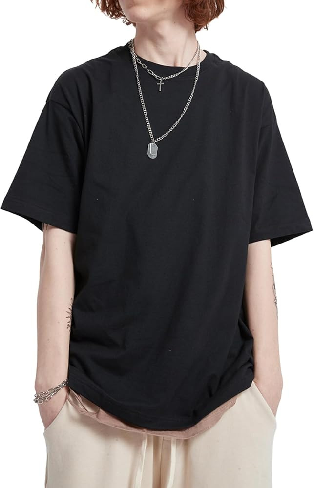 Men's Oversized T-Shirts Heavyweight Cotton Tee Crew Neck Short Sleeve T Shirts Loose Fit Basic E... | Amazon (US)