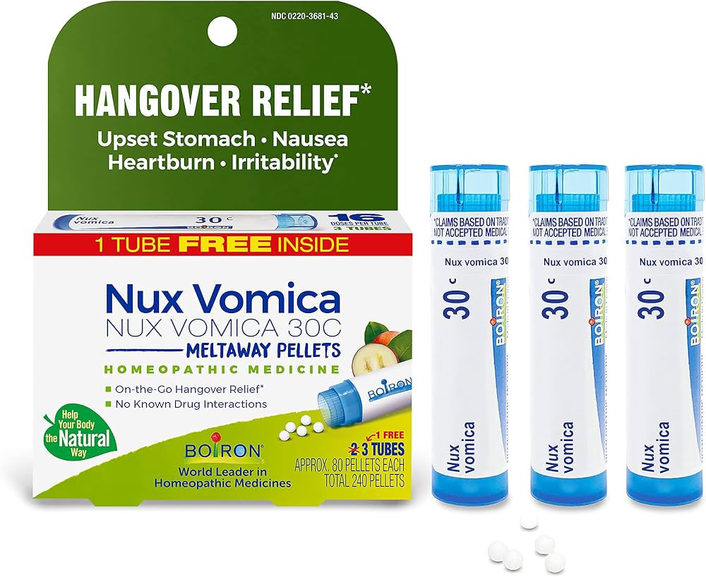 Boiron Nux Vomica 30C Homeopathic Medicine for Hangover Relief, Upset Stomach, Nausea, and Overin... | Amazon (US)