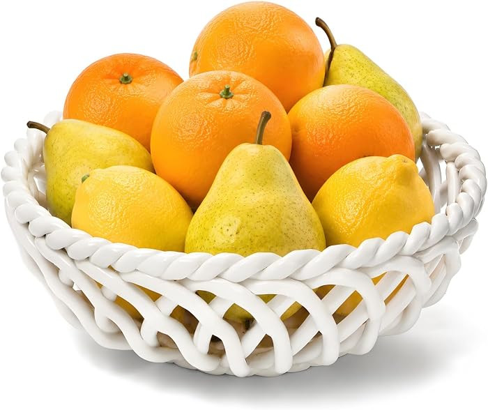 Ceramic Fruit Bowl, Decorative Fruit Basket with Holes, 9.7'' Large Fruit Vegetable Holder Servin... | Amazon (US)