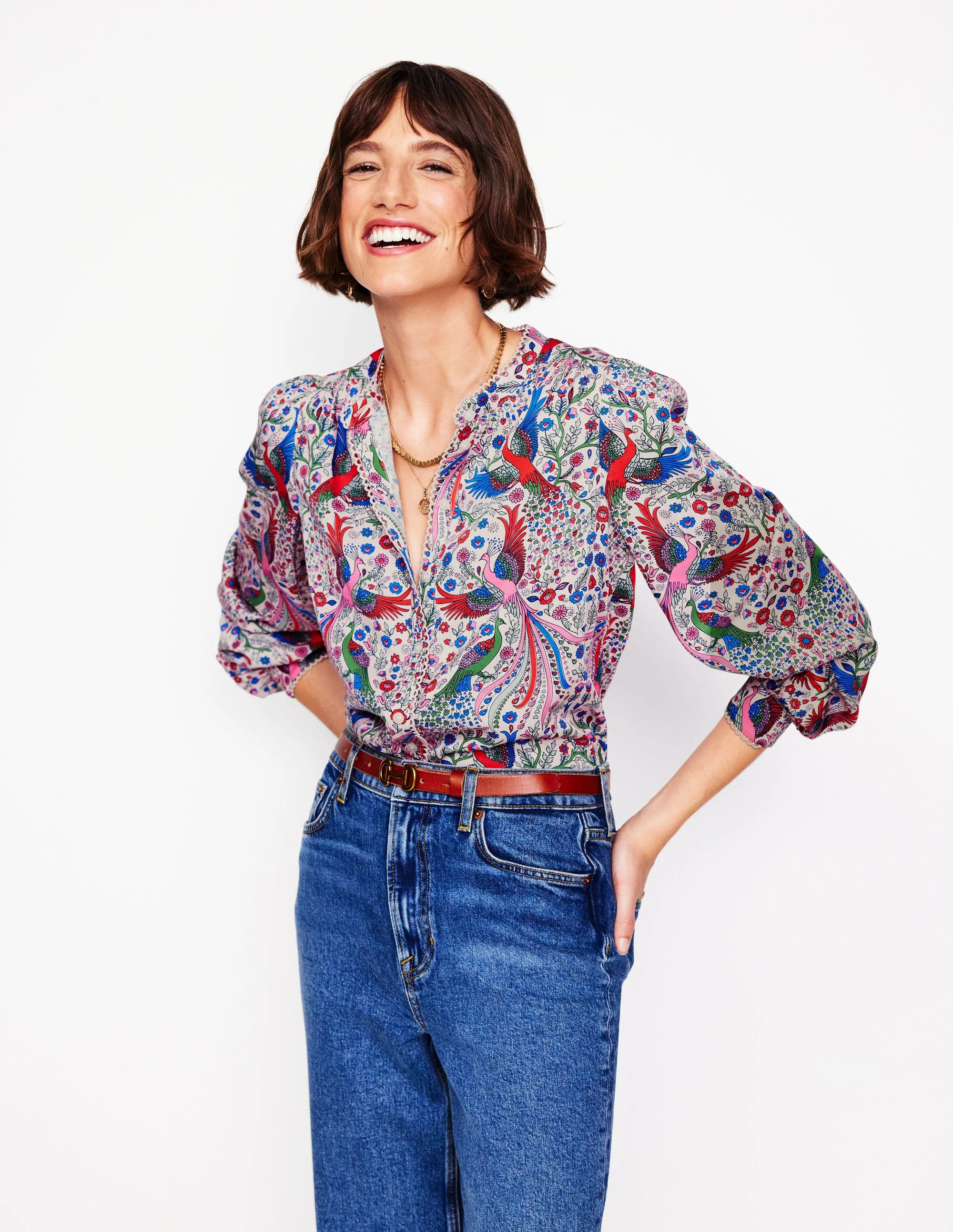 Ara Long Sleeve Top-Multi, Enchanting Peacock | Boden (US)