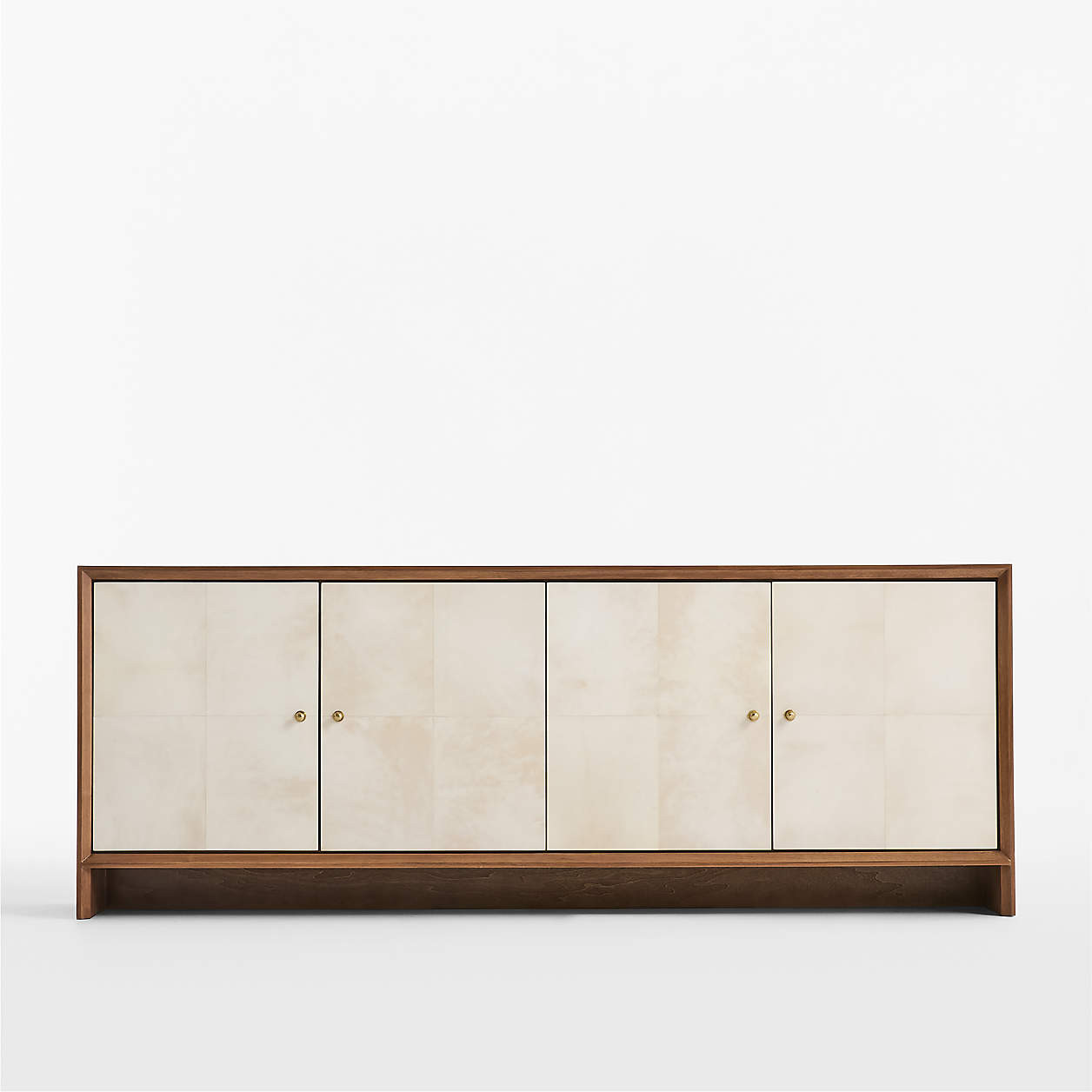 Parchemin 80" Walnut and Parchment Storage Media Console by Jeremiah Brent | Crate & Barrel | Crate & Barrel