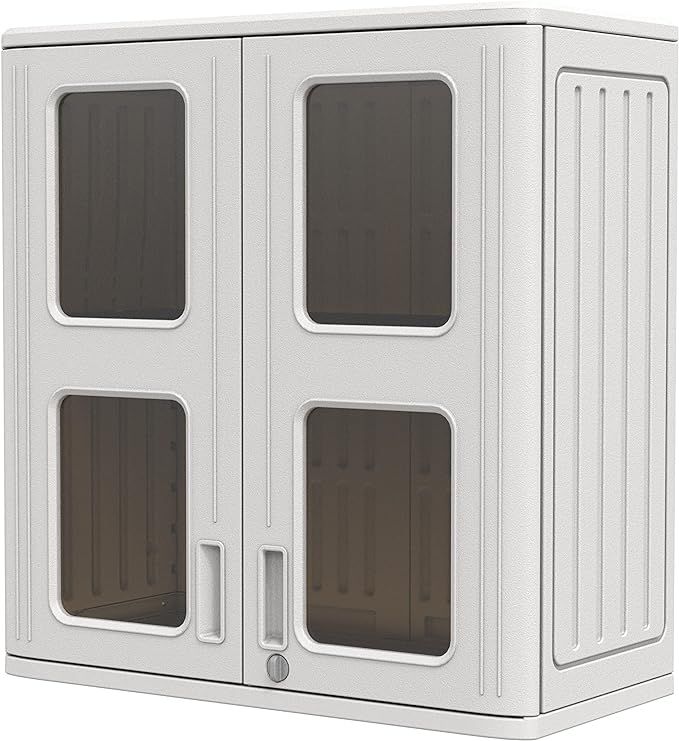 Indoor Outdoor Storage Cabinet Waterproof with Shelf, Lockable Outdoor box for Indoor/Outdoor/Gar... | Amazon (US)
