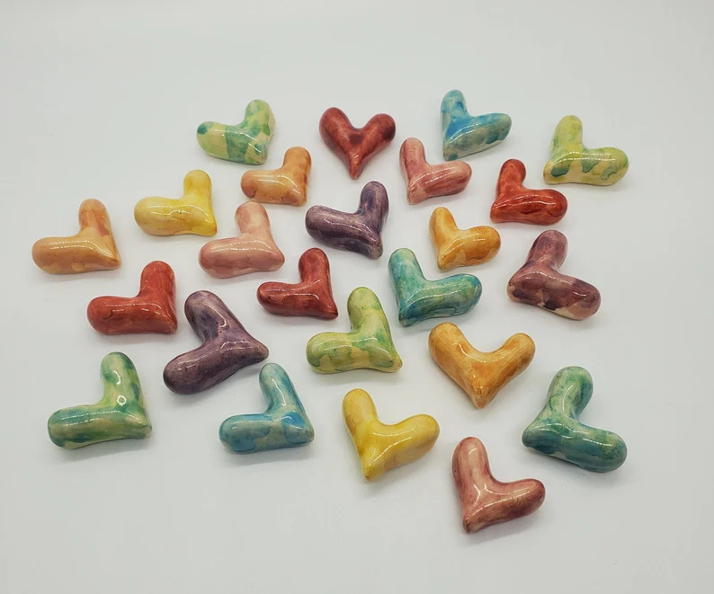 HEART CABS Glazed on the Front Only Flat Back Any Color Buy More Get a Discount Great for Mosaics... | Etsy (US)