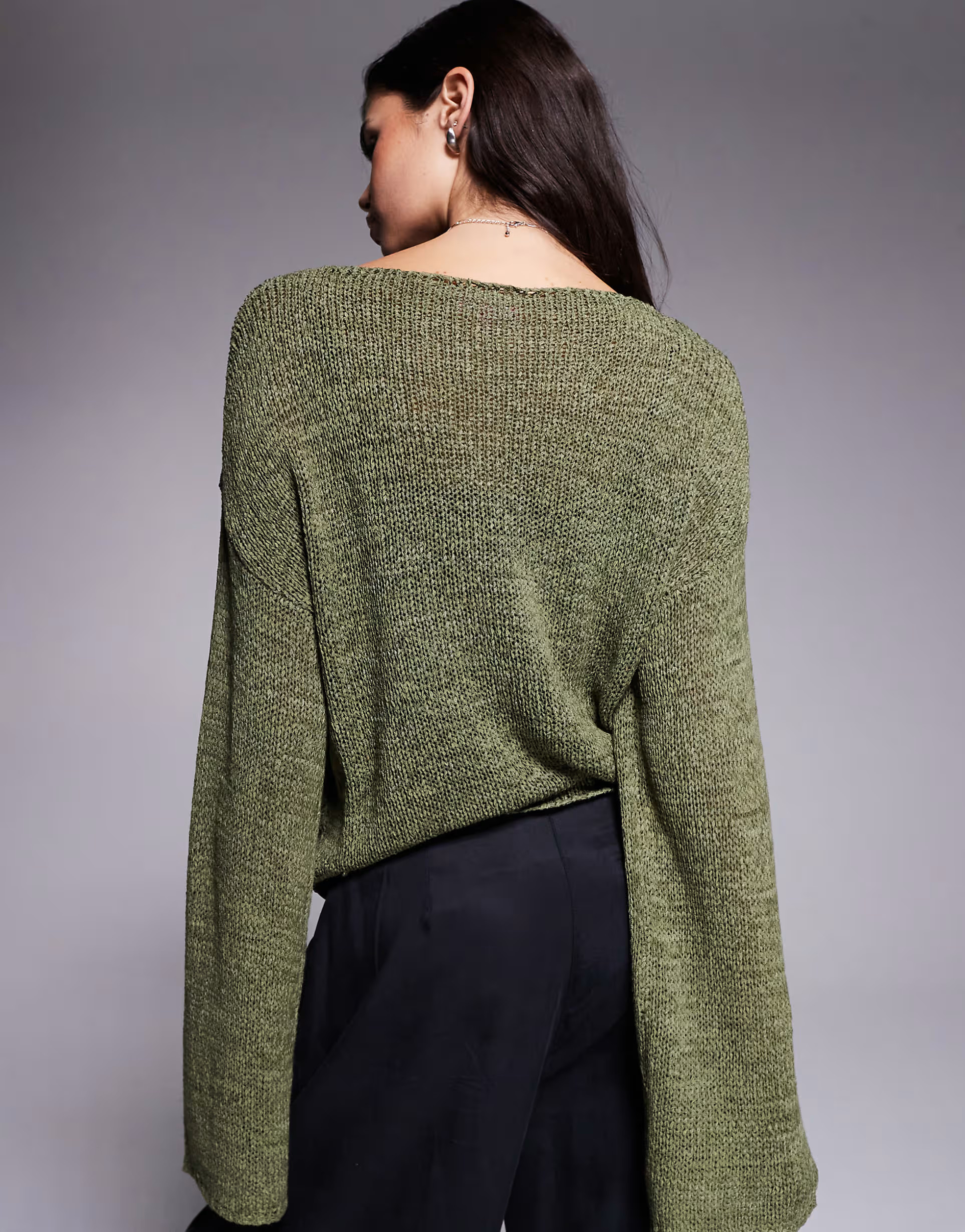 Edikted drop shoulder light knit sweater in khaki | ASOS | ASOS (Global)