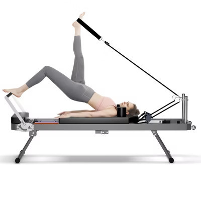 NAYSAYE Pilates Reformer Machine Foldable Home Gym Equipment for Core Strength Yoga and Full Body Fitness Workouts, Black, 77.95"*21.65"*28.74" | Target