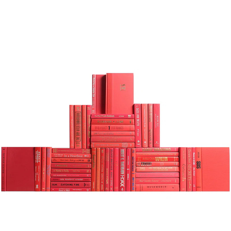 50 Piece By Color Modern Orchard Book Wall Authentic Decorative Book Set | Wayfair Professional