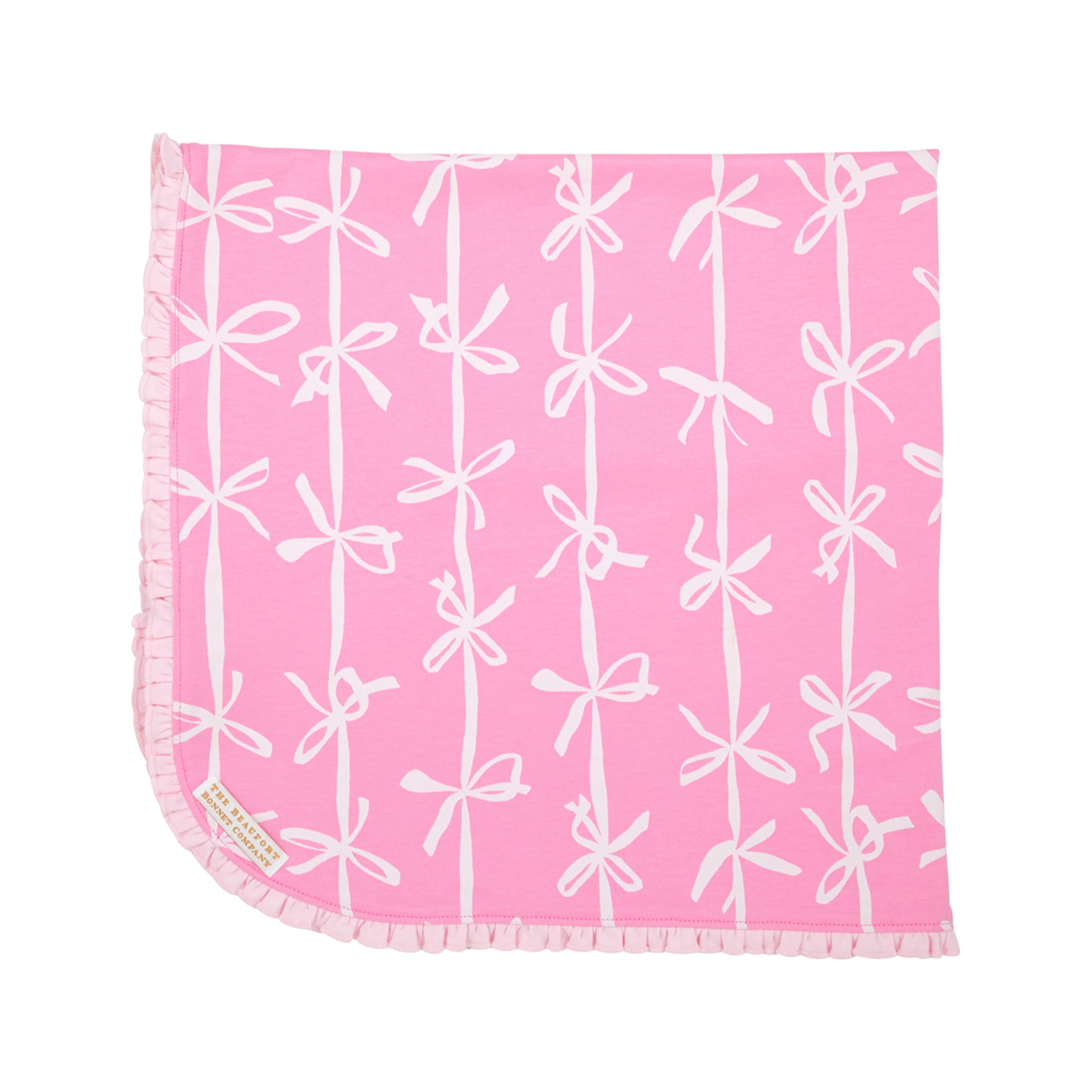Baby Buggy Blanket - Pink Braselton Bows with Palm Beach Pink | The Beaufort Bonnet Company