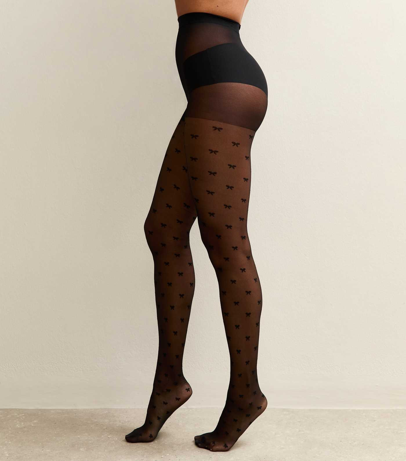 Black Semi Sheer Bow Tights | New Look | New Look (UK)