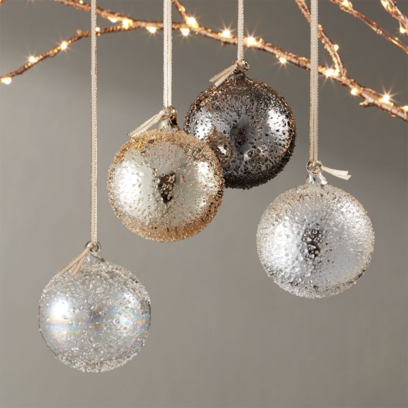 Metallic Glass Textured Ornaments Set of 4 + Reviews | CB2 | CB2