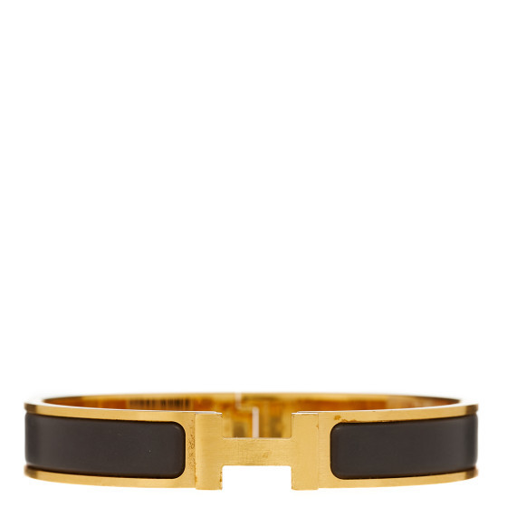 HERMES Matte Enamel Narrow Clic Clac HH Bracelet T6 Etain | FASHIONPHILE (US)