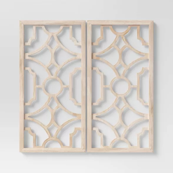 Set of 2 Wood Lattice Wall Hanging Brown - Threshold™ | Target