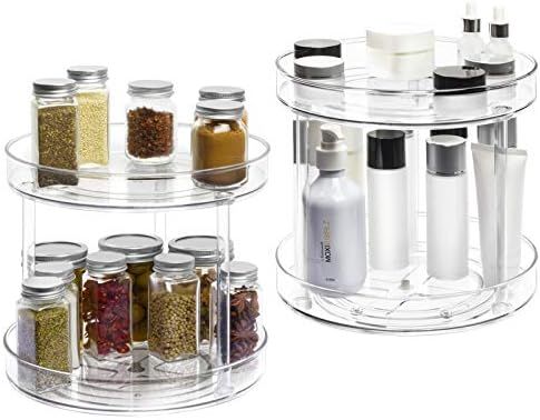 2 Tier Lazy Susan -2 Pack Plastic Clear Spinning Organization & Storage Container Bin 10.5 Inch R... | Amazon (US)