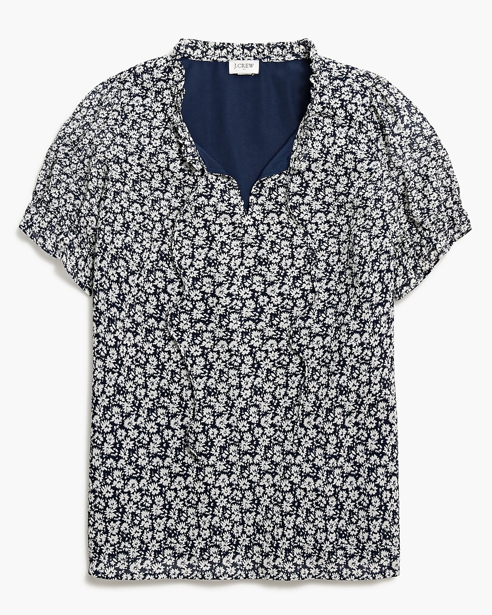 Short-sleeve ruffle tie-neck top | J.Crew Factory