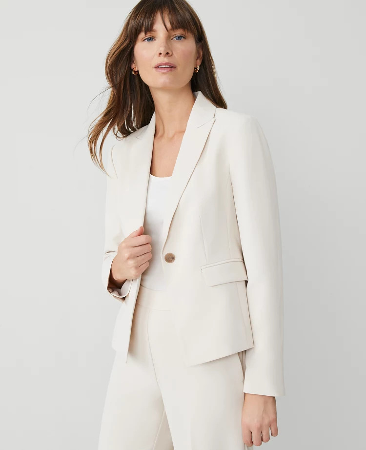 The Shorter Single Button Blazer in Fluid Crepe | Ann Taylor