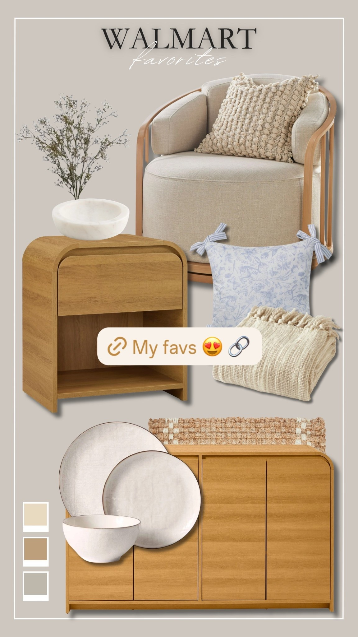 Walmart home decor finds I’m loving

Nightstand
Arm chair
Plate set
Rug
Throw pillows 
Stems 

#LTKHome #LTKSaleAlert #LTKSeasonal